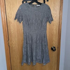 Boutique lace blue/grey short sleeved dress